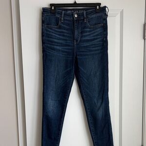 American Eagle Outfitters Women's Dark Blue High Waisted Skinny Jeans